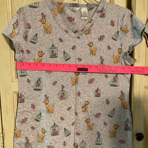 S/2 Gray Cat Print Nightgowns, SMALL, NEW - Picture 8 of 15
